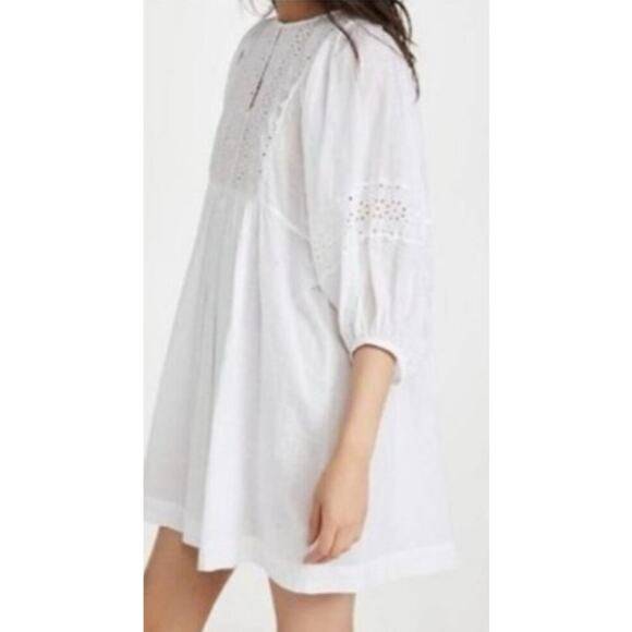 By Timo Cotton Eyelet Lace Mini Dress in White Size XS - Picture 7 of 8